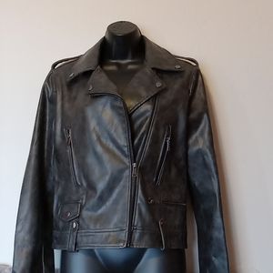 7 for all mankind Women's Faux Leather Biker jacket